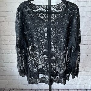 Black Lace Swim Cover Up One Size